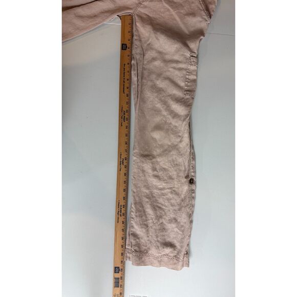 Cynthia Rowley Women's 100% Linen Cargo Pants Adjustable Length Beige Size 4 - Picture 8 of 10